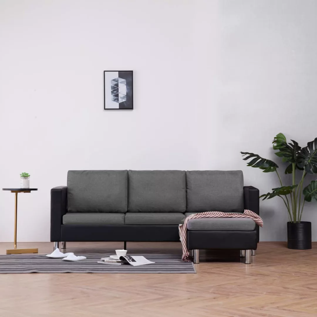 3-sitzer-sofa Mit Kissen Schwarz Kunstleder günstig online kaufen