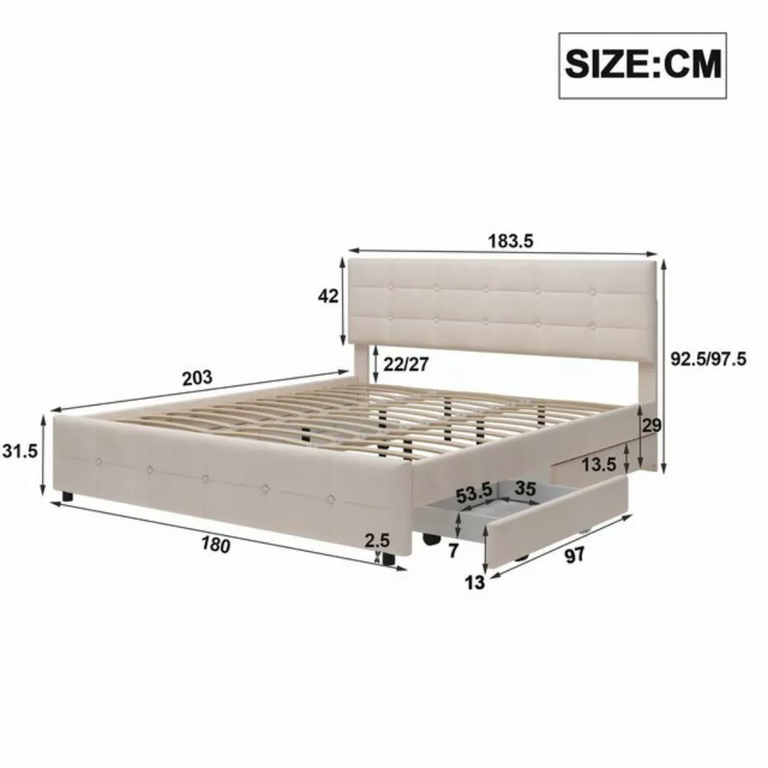 HAUSS SPLOE Polsterbett Polsterbett Doppelbett Funktionsbett Bettrahmen mit günstig online kaufen