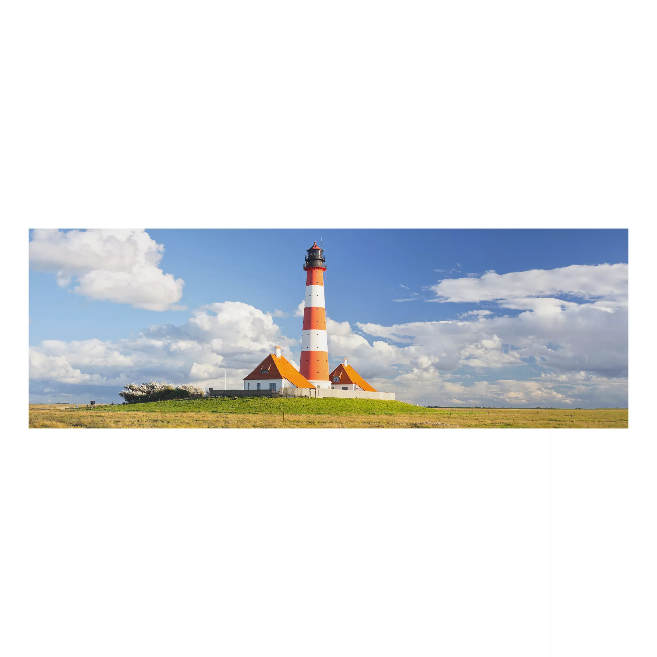 Alu-Dibond Bild Natur & Landschaft - Panorama Leuchtturm in Schleswig-Holst günstig online kaufen