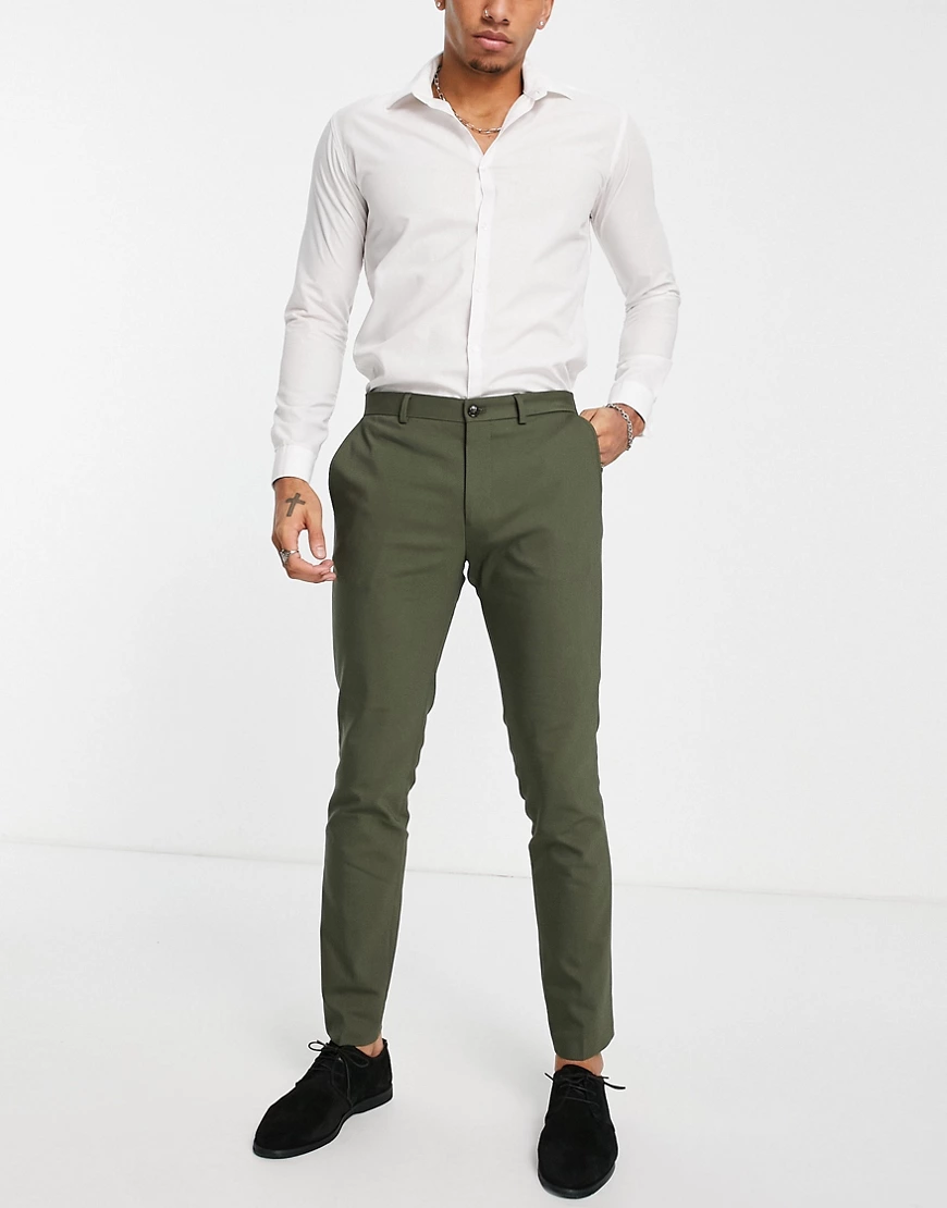 Jack & Jones Premium – Schmal geschnittene Anzughose aus Satin in Grün günstig online kaufen