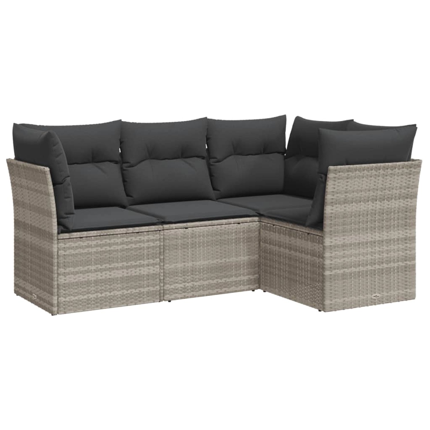 vidaXL 4-Tlg Garten-Sofagarnitur mit Kissen Hellgrau Poly Rattan 3217582 günstig online kaufen