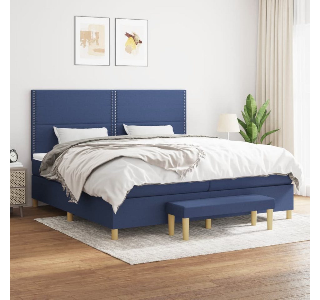 vidaXL Boxspringbett Boxspringbett mit Matratze Blau 200x200 cm Stoff Bett günstig online kaufen