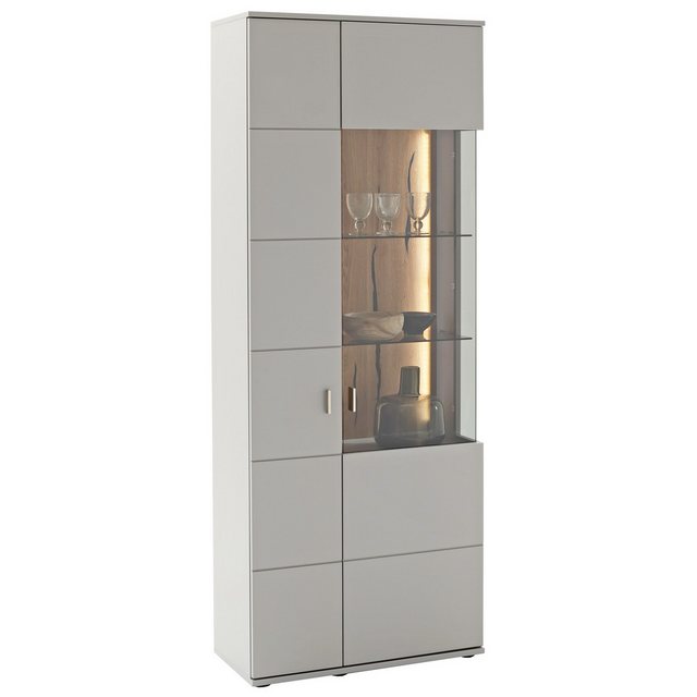 expendio Vitrine Semi 1 Arktis grau, lackiert / Risseiche furniert, geölt, günstig online kaufen