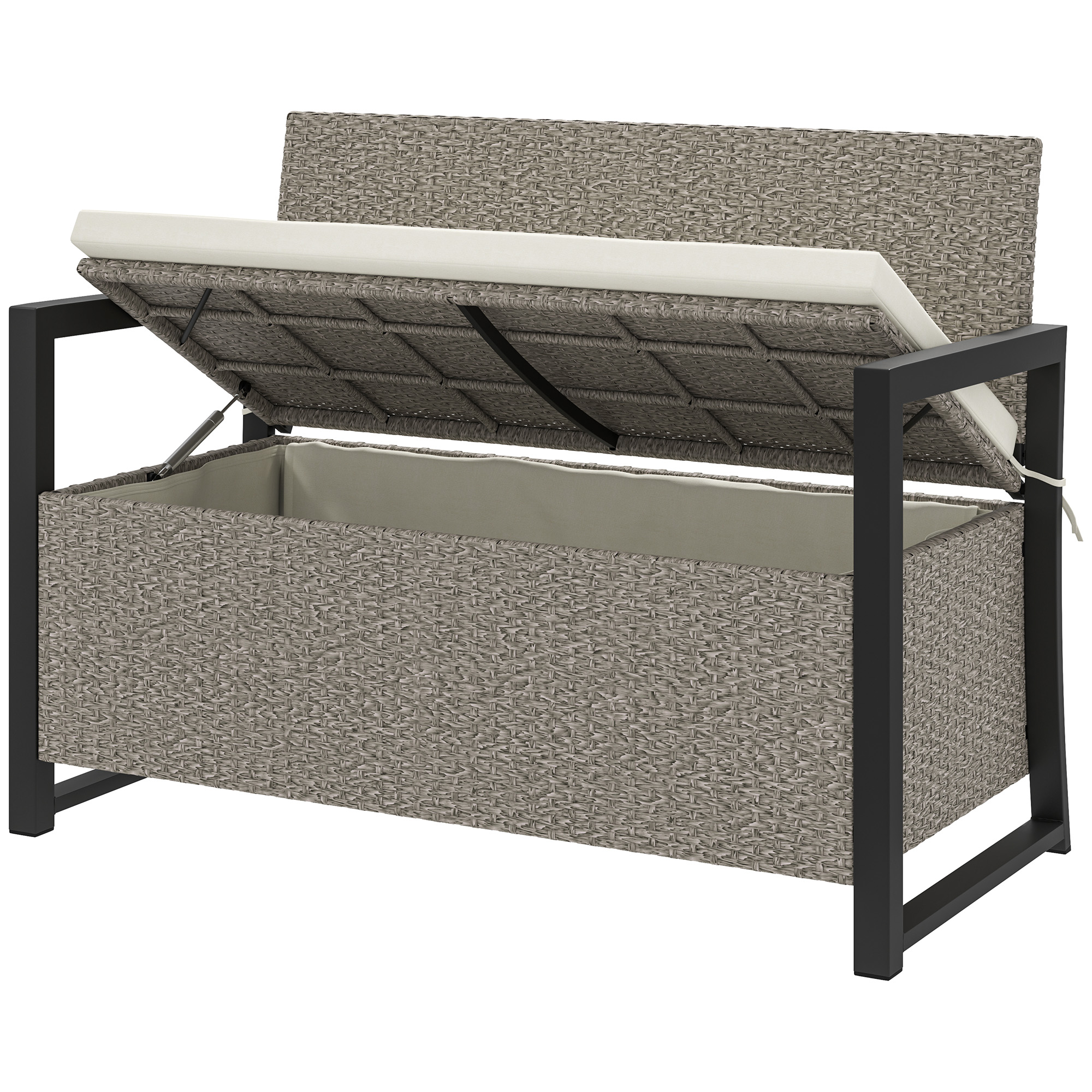 Outsunny Gartenbank mit Stauraum 2-Sitzer Sitzbank mit Sitzkissen gepolster günstig online kaufen