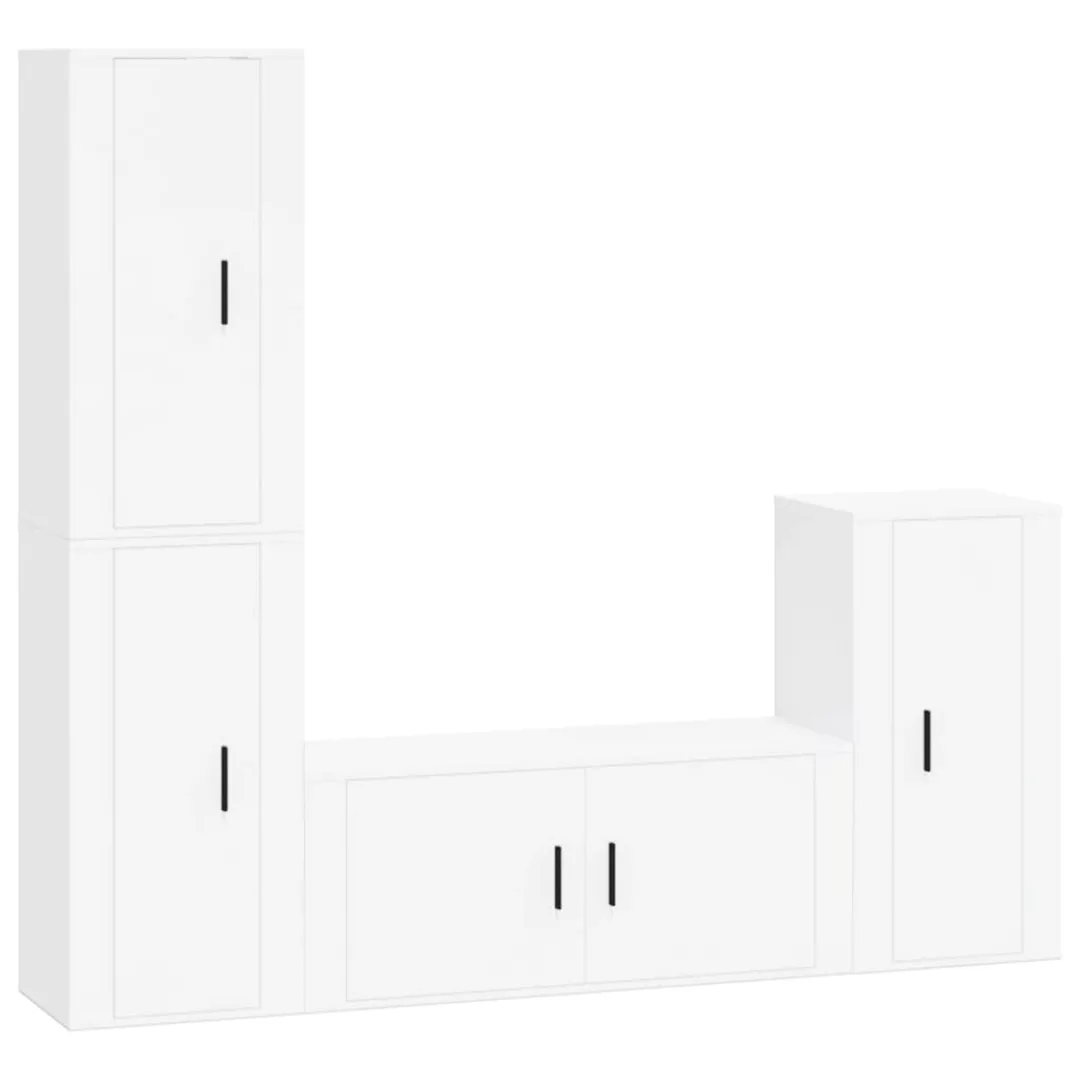 Vidaxl 4-tlg. Tv-schrank-set Hochglanz-weiß Holzwerkstoff günstig online kaufen