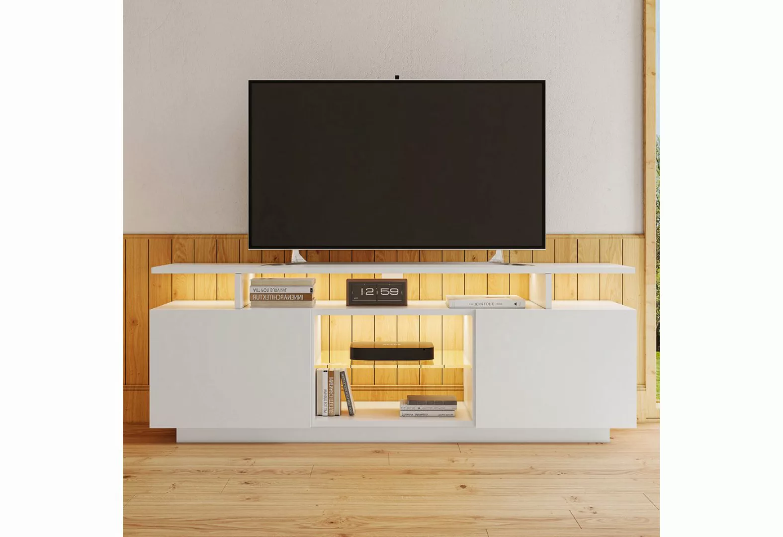 IDEASY TV-Schrank mit 16-farbiger LED-Beleuchtung, 1,4 m lang (Stilvoller A günstig online kaufen