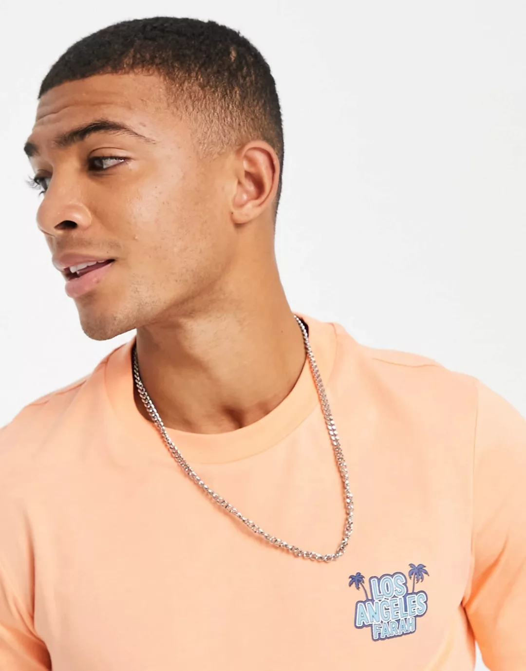 Farah – Judilee – T-Shirt in Orange mit LA-Logo günstig online kaufen