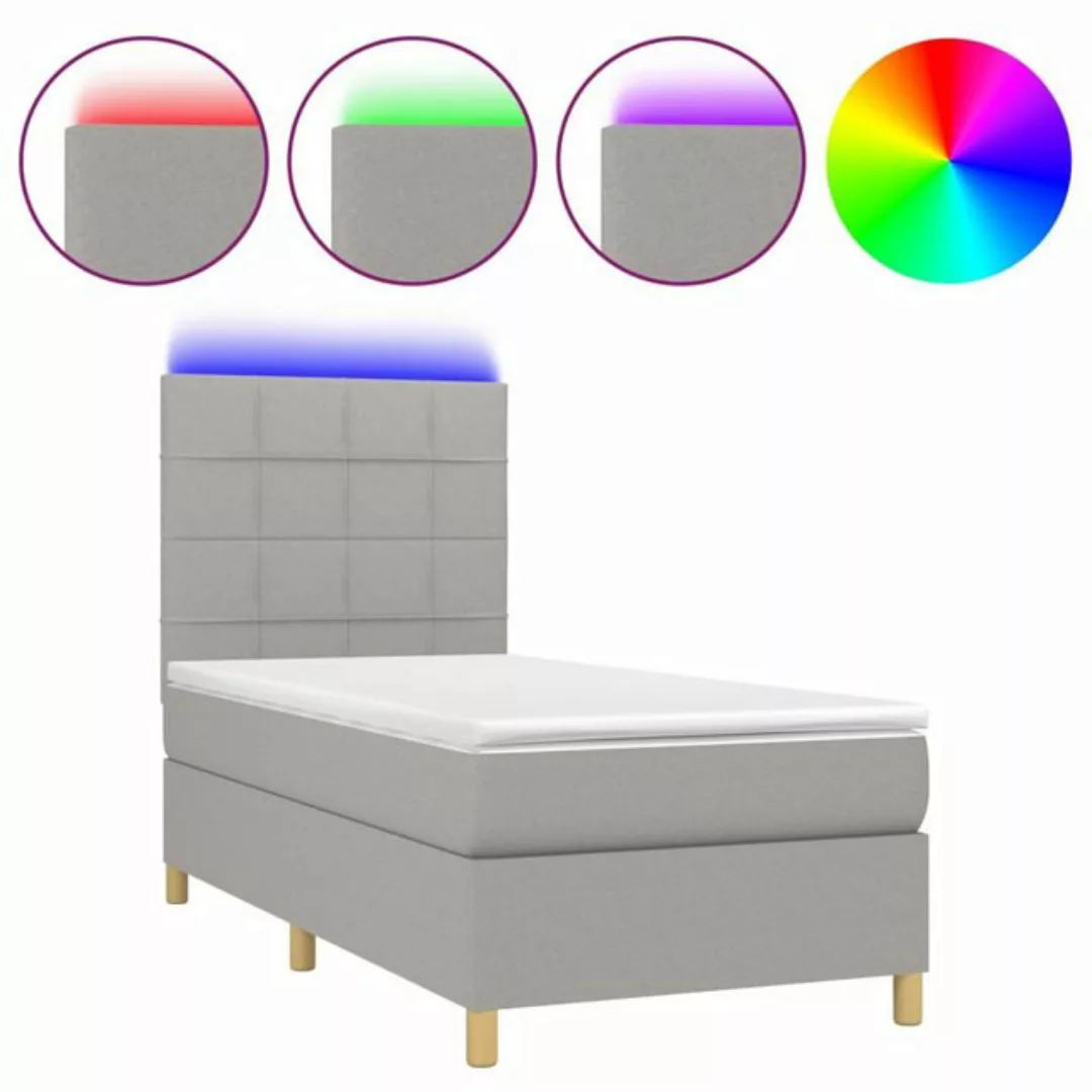 vidaXL Boxspringbett Bett Boxspringbett mit Matratze & Topper & LED (90 x 1 günstig online kaufen