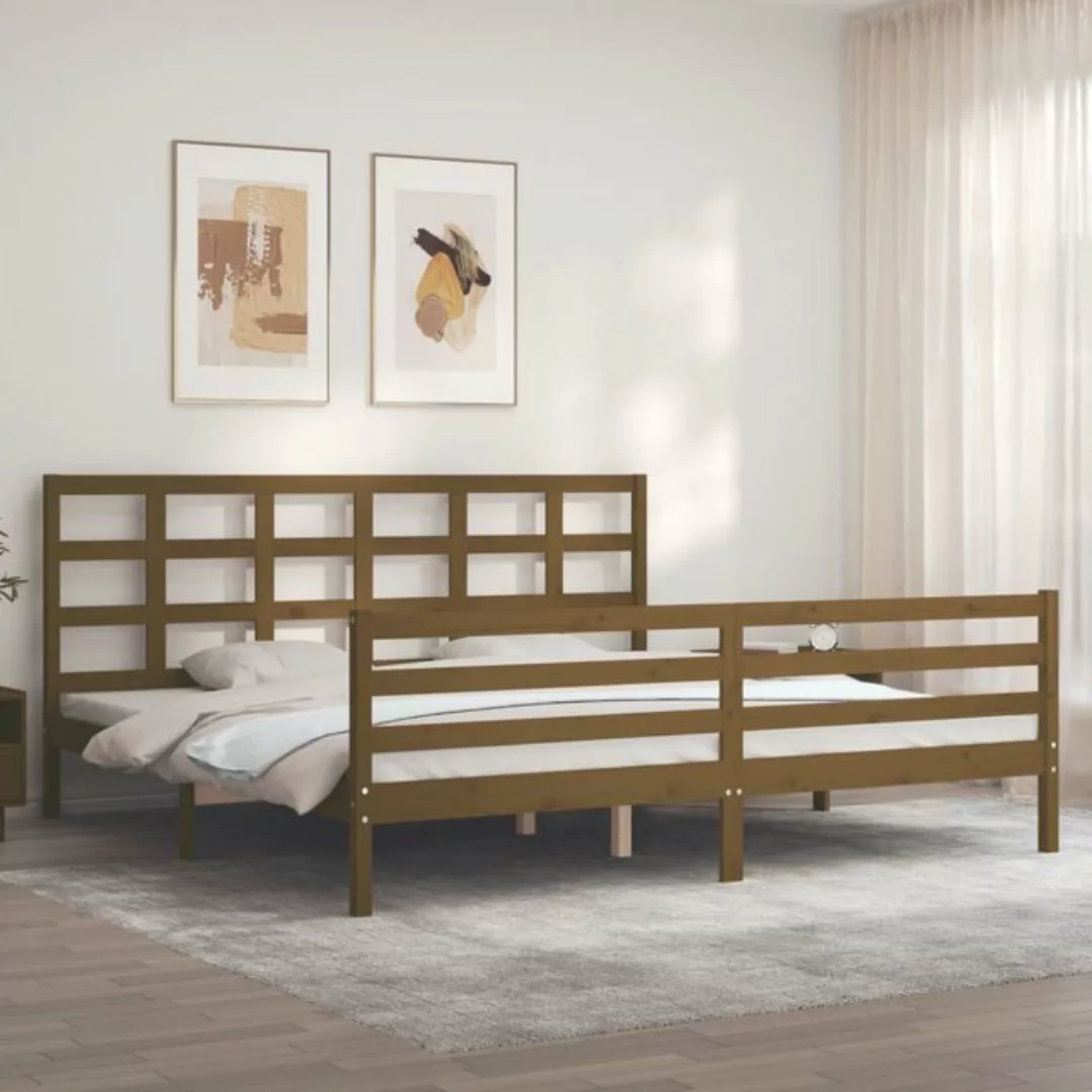 vidaXL Bett Massivholzbett mit Kopfteil Grau 200x200 cm günstig online kaufen