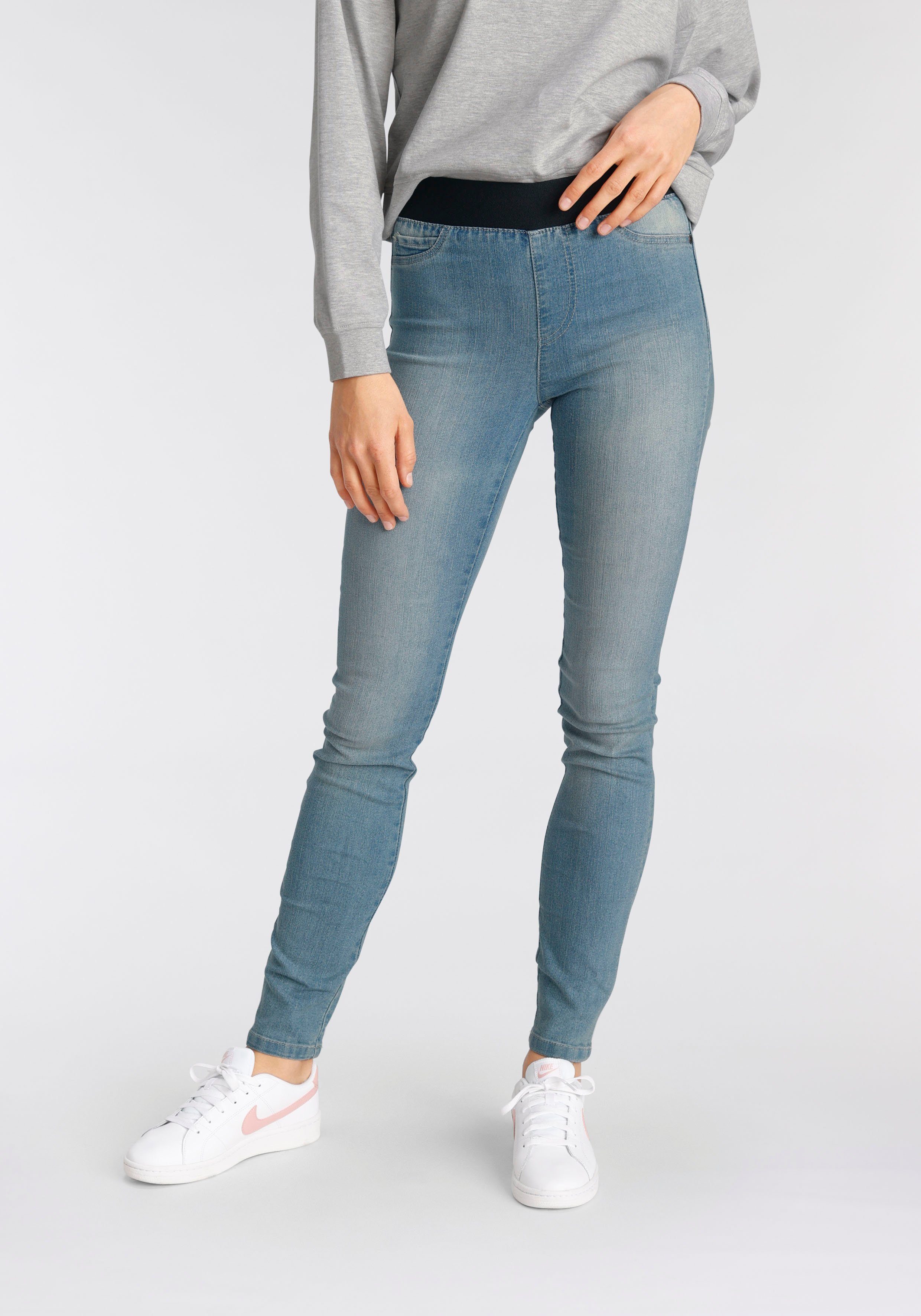 Arizona Skinny-fit-Jeans, extra-enger Schnitt, komfortable Leibhöhe, Used-L günstig online kaufen