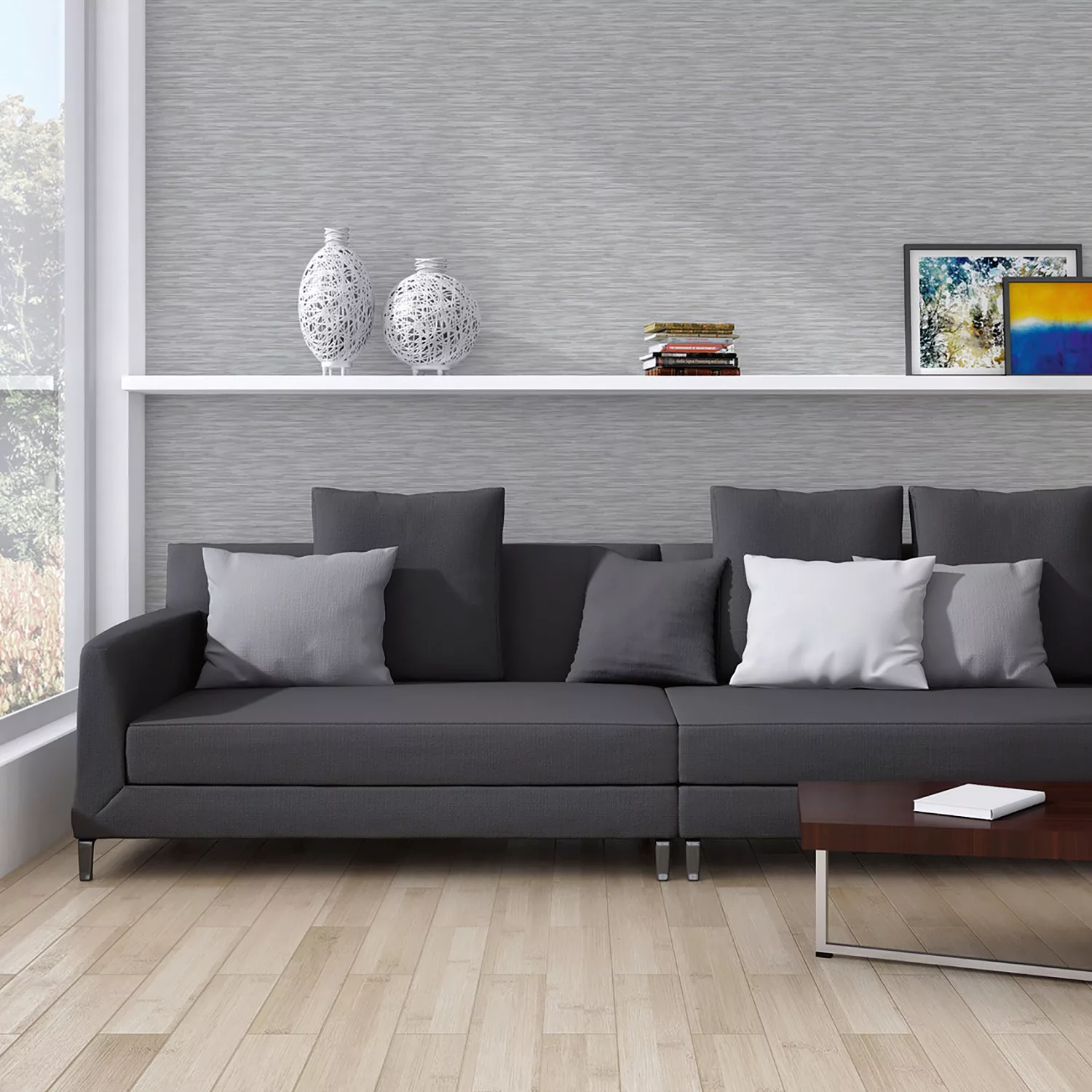 Bricoflor Graue Tapete für Büro und Wohnzimmer Moderne Vliestapete mit Viny günstig online kaufen