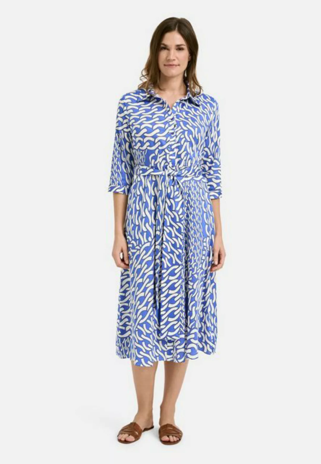 Milano Italy Sommerkleid Dress with collar + placket, 3/4 sleeve w turn up günstig online kaufen