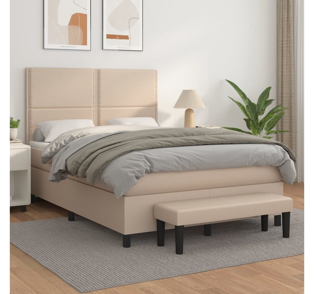 vidaXL Boxspringbett, Boxspringbett Matratze Cappuccino-Braun 140x200cm Kun günstig online kaufen