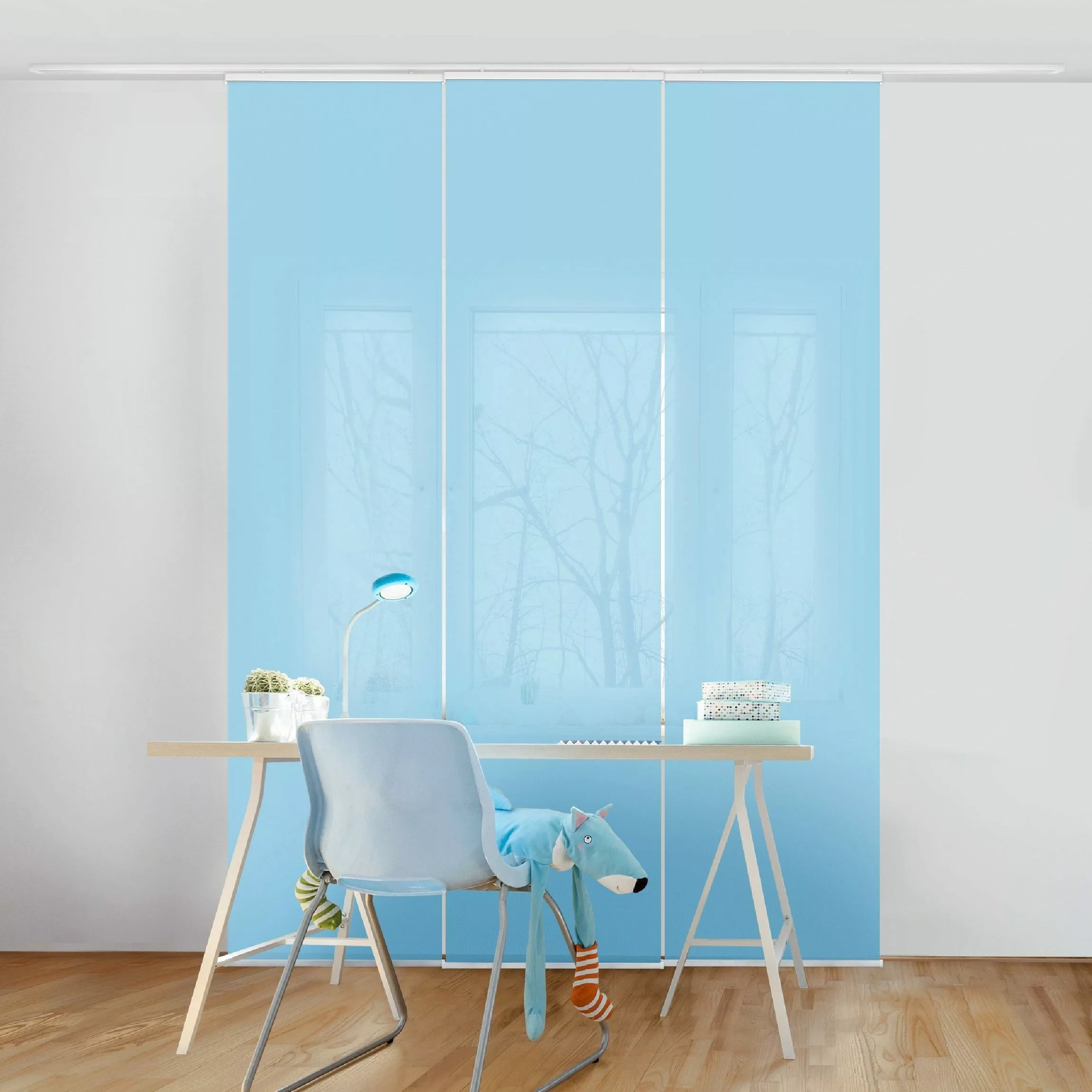 Bilderdepot24 Schiebegardine modern Flächenvorhang blickdicht Pastellblau, günstig online kaufen