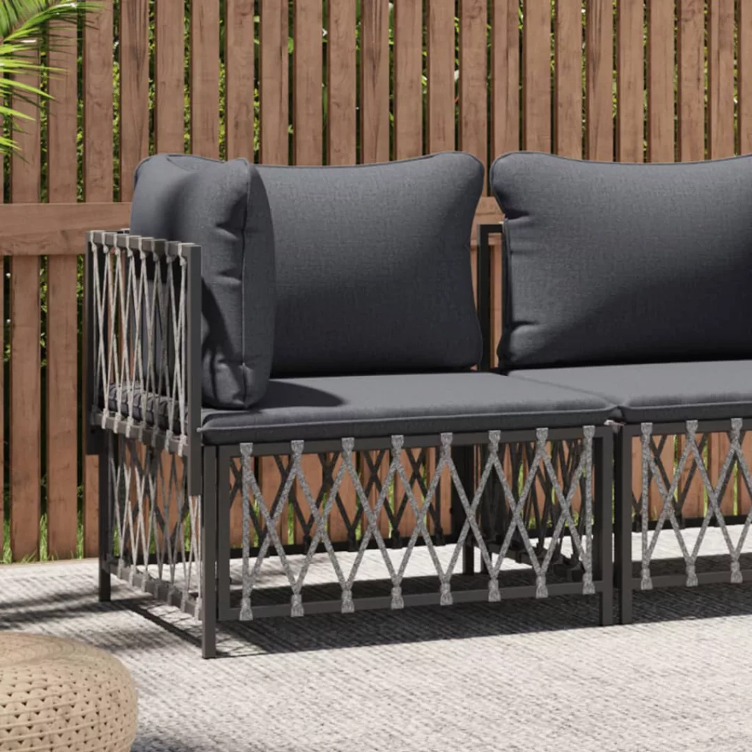 vidaXL Loungesofa Garten-Ecksofa mit Kissen Anthrazit Gewebe, 1 Teile günstig online kaufen