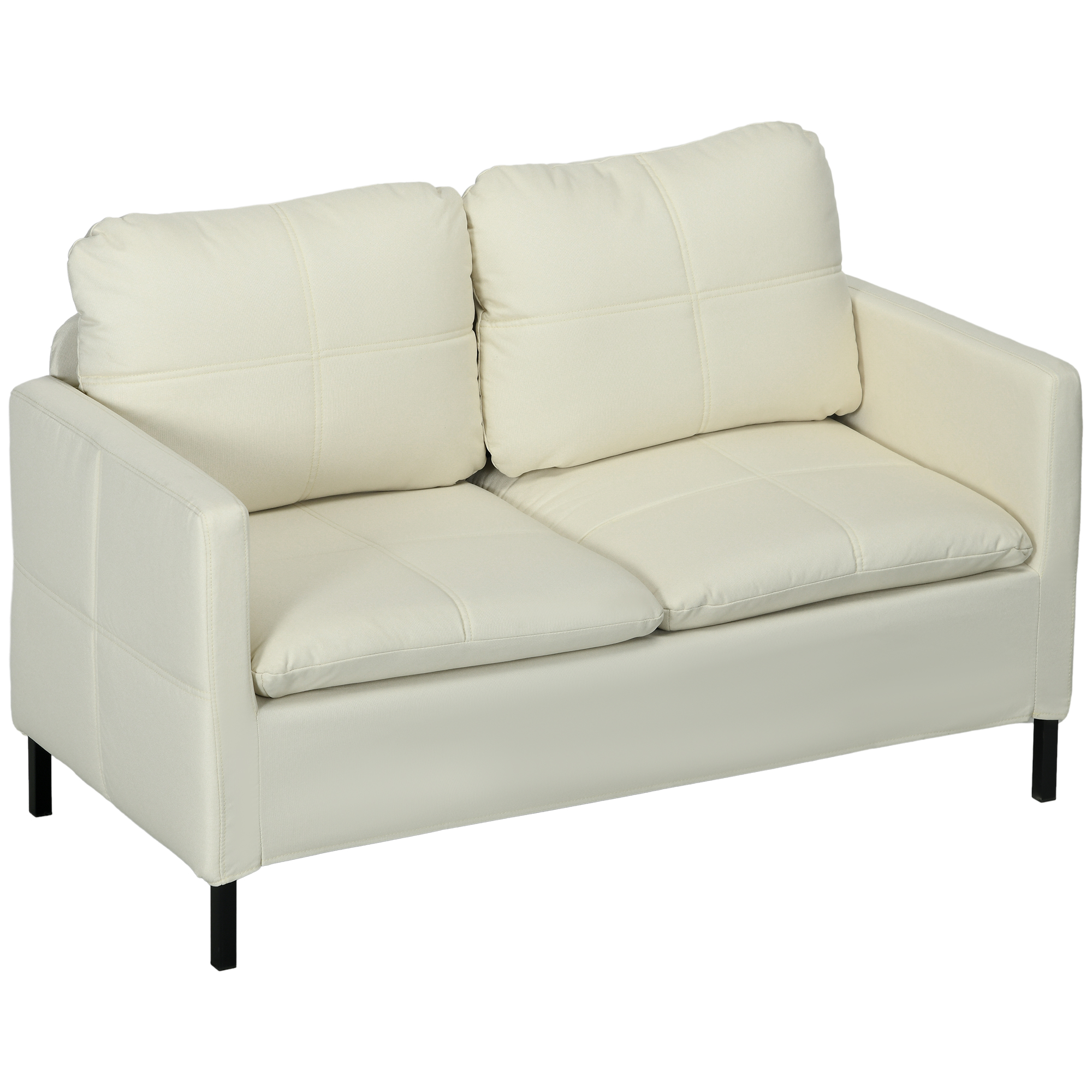 HOMCOM Canapé 2 places 135 cm zeitgenössisch mit 4 Kissen, schwarzes Metall günstig online kaufen