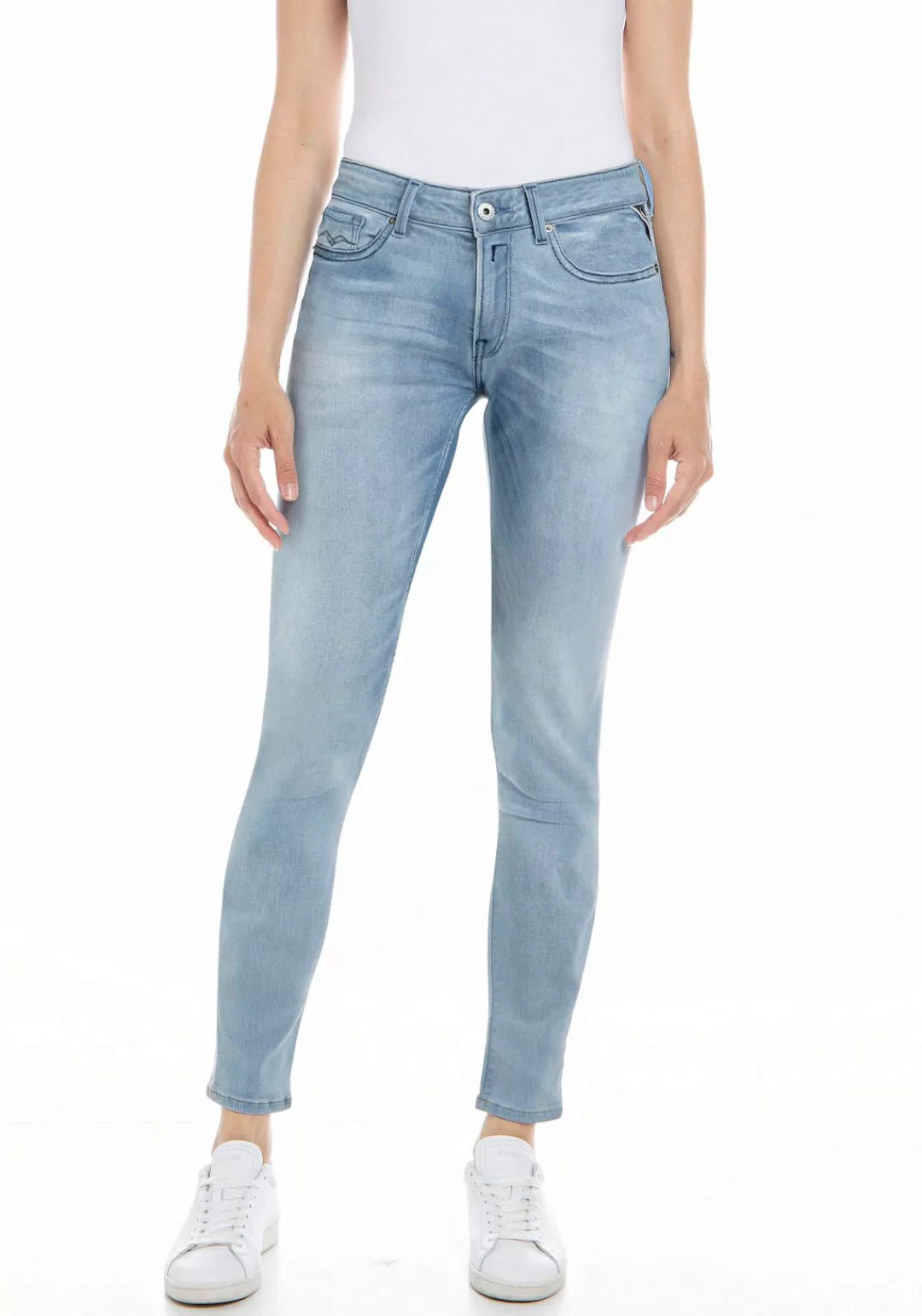 Replay Damen Jeans Jeanshose NEW LUZ - Skinny Fit Blau Light Blue Denim günstig online kaufen