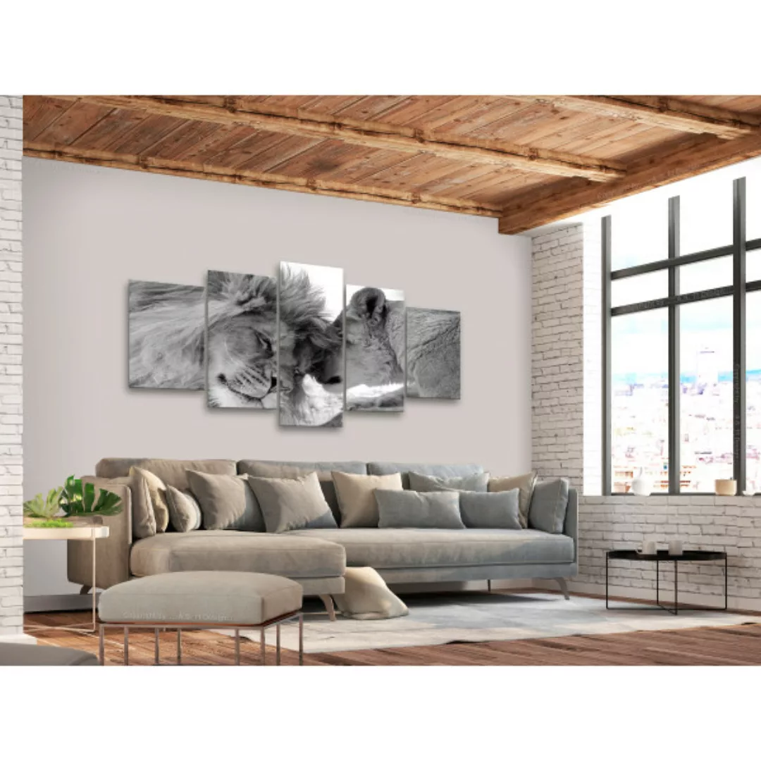 Bild auf Leinwand Lion's Love (5 Parts) Wide XXL günstig online kaufen