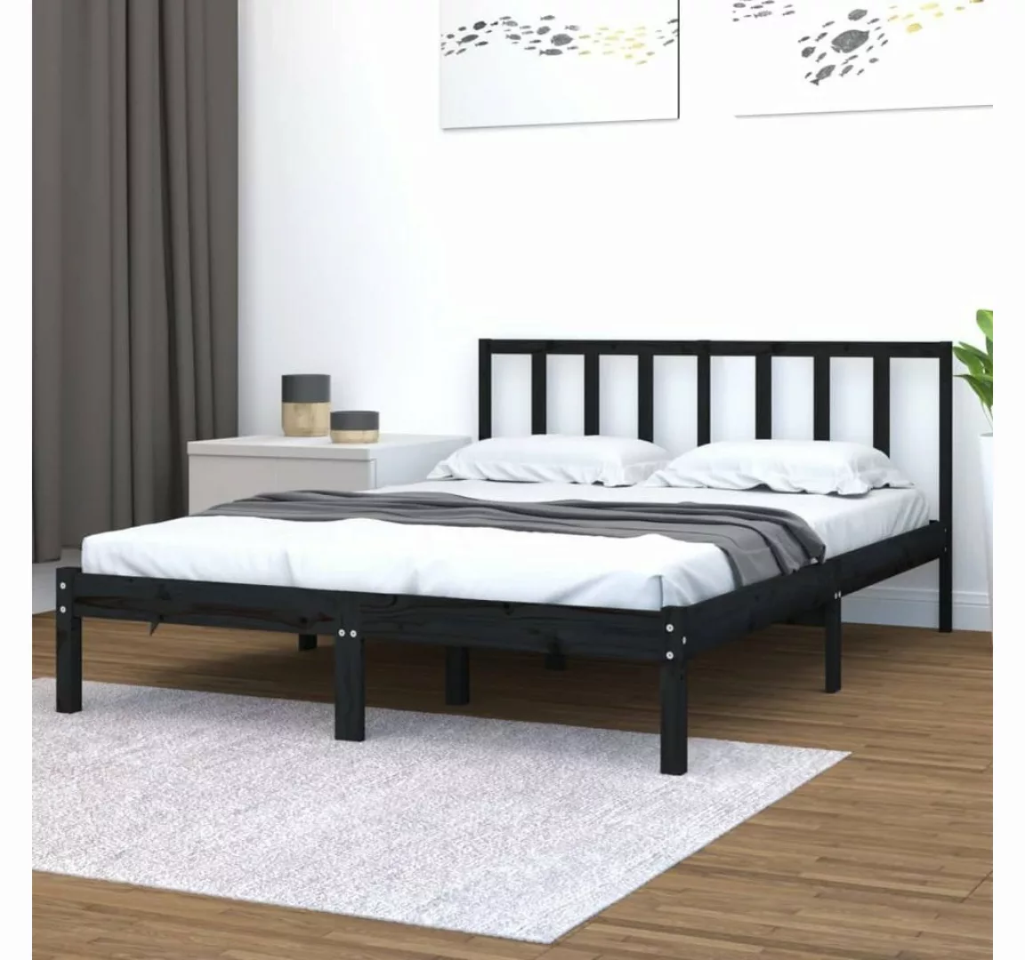 furnicato Bett Massivholzbett Schwarz Kiefer 120x200 cm günstig online kaufen