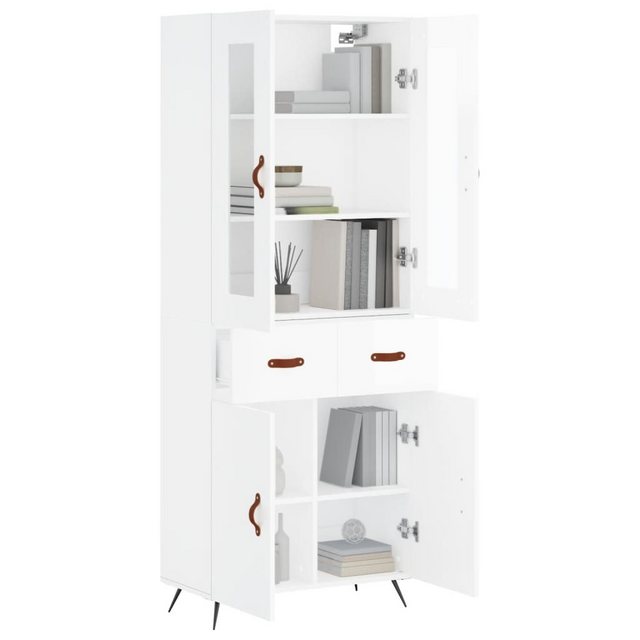 vidaXL Vitrine Highboard Hochglanz-Weiß 69,5x34x180 cm Spanplatte Glas Vitr günstig online kaufen