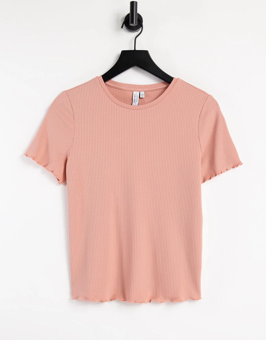 & Other Stories – T-Shirt aus Bio-Baumwolle mit gekräuselter Saumkante in P günstig online kaufen