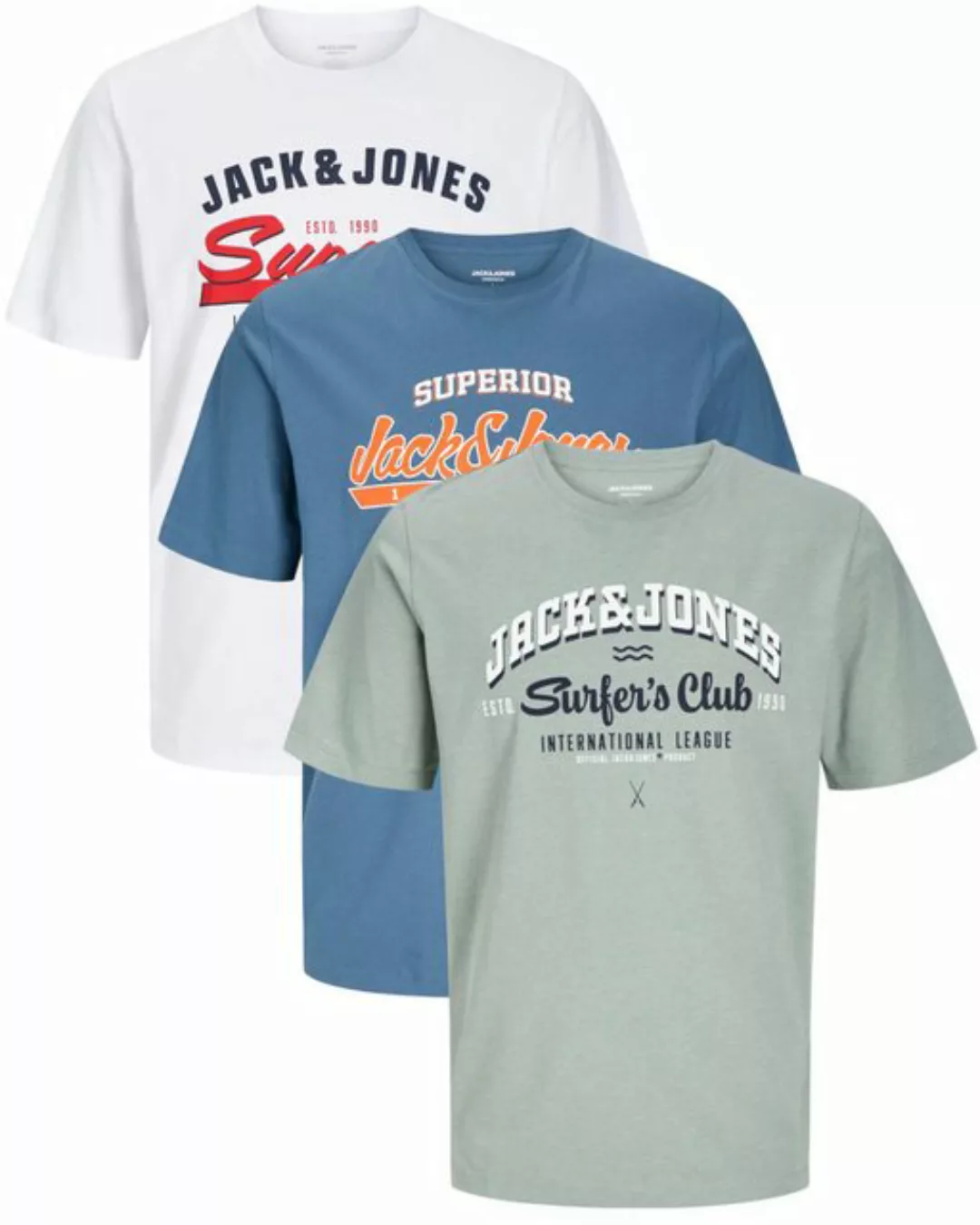 Jack & Jones Print-Shirt stilvolle Slim-Fit und Regular Shirts (Spar Set, 3 günstig online kaufen