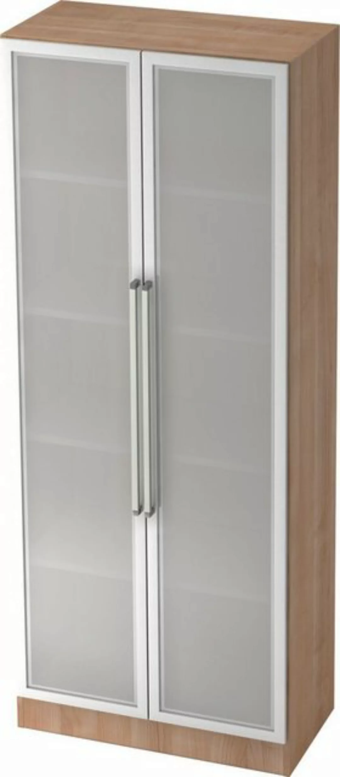 Aktenschrank Glastürenschrank Solid 5OH BxTxH 80x42x200,4cm Griff RE Nussba günstig online kaufen