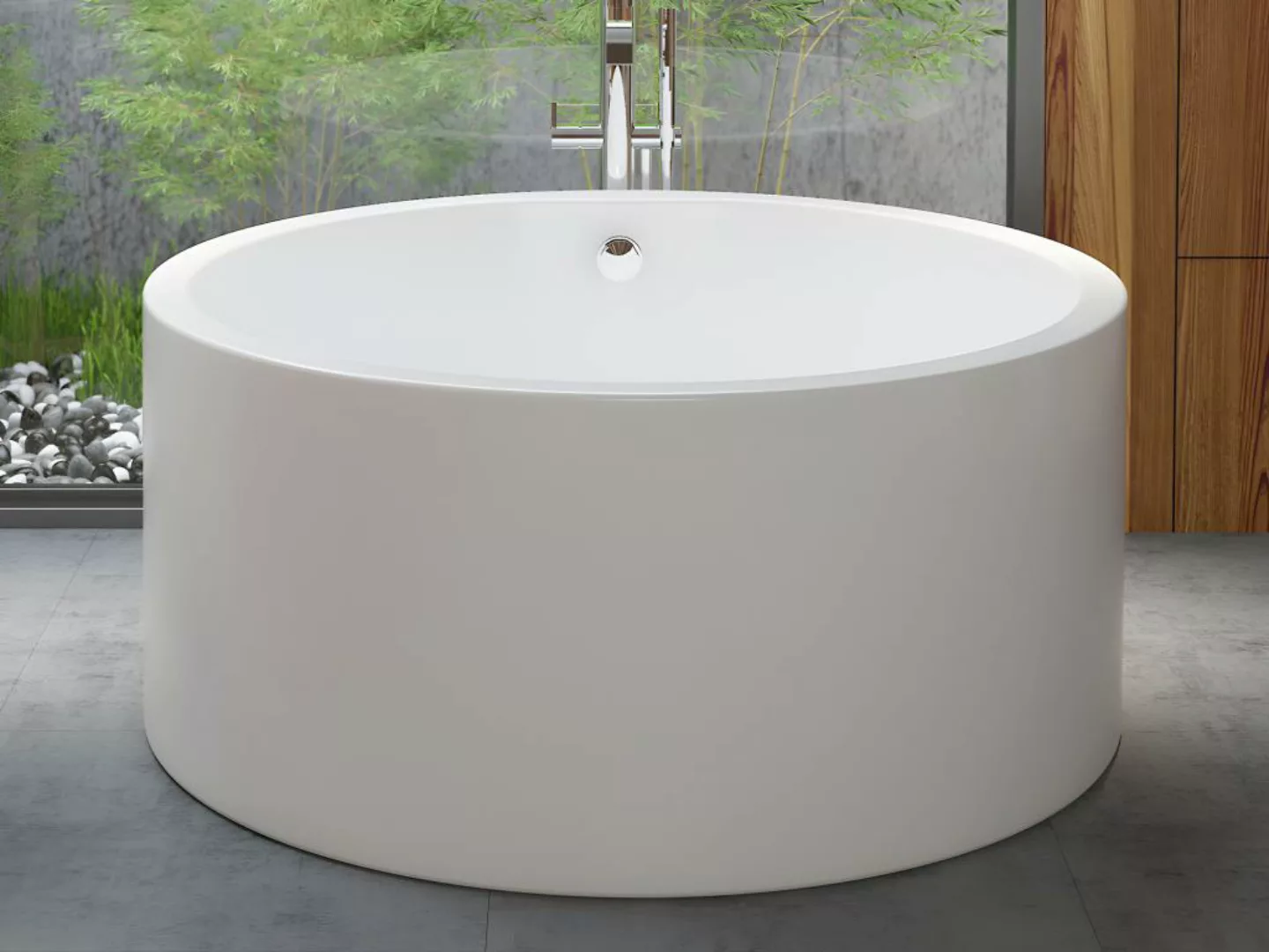 Freistehende Badewanne rund - 165 L - 130 x 130 x 58 cm - Acryl - Weiß - LA günstig online kaufen