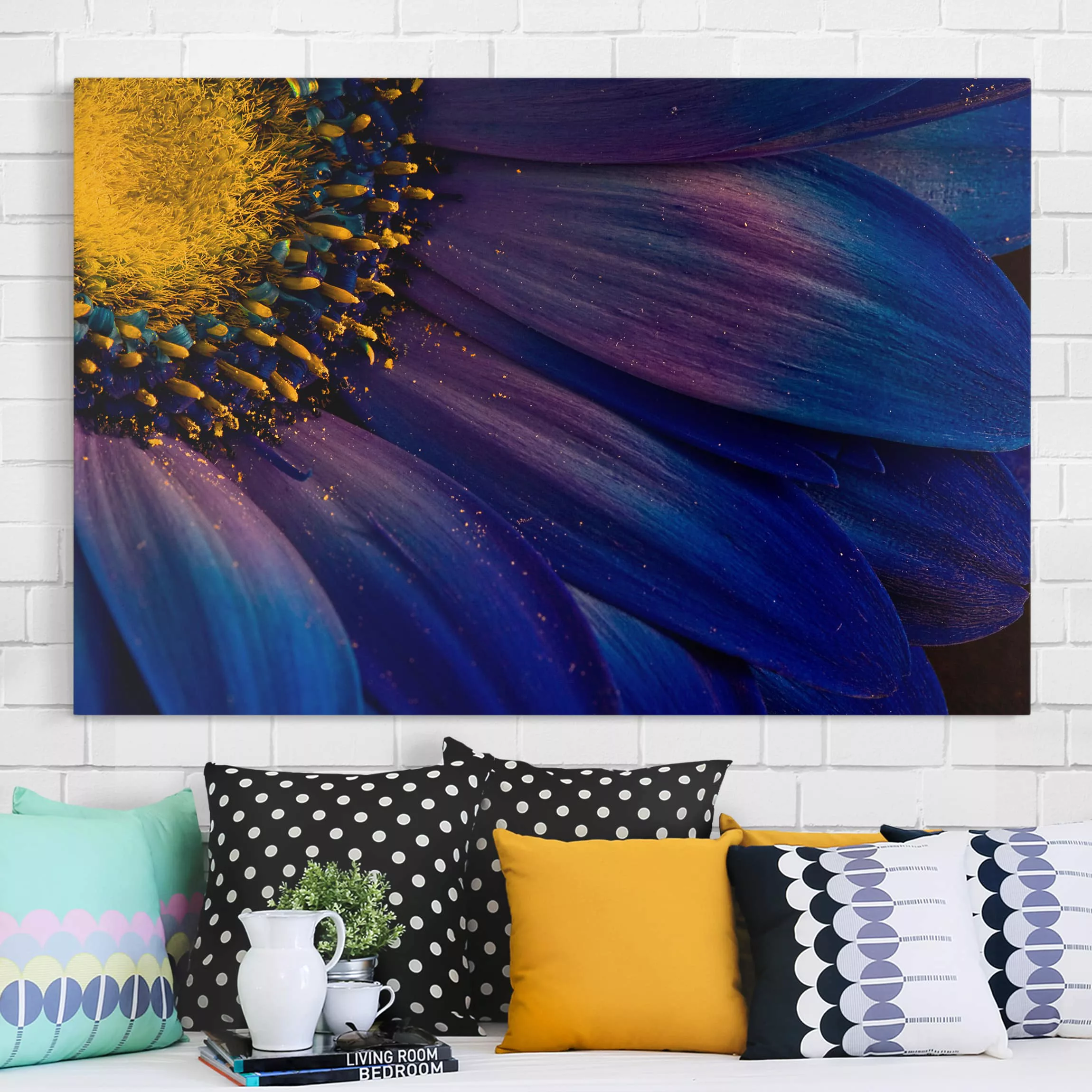 Leinwandbild Blumen - Querformat Blaue Gerberablüte günstig online kaufen