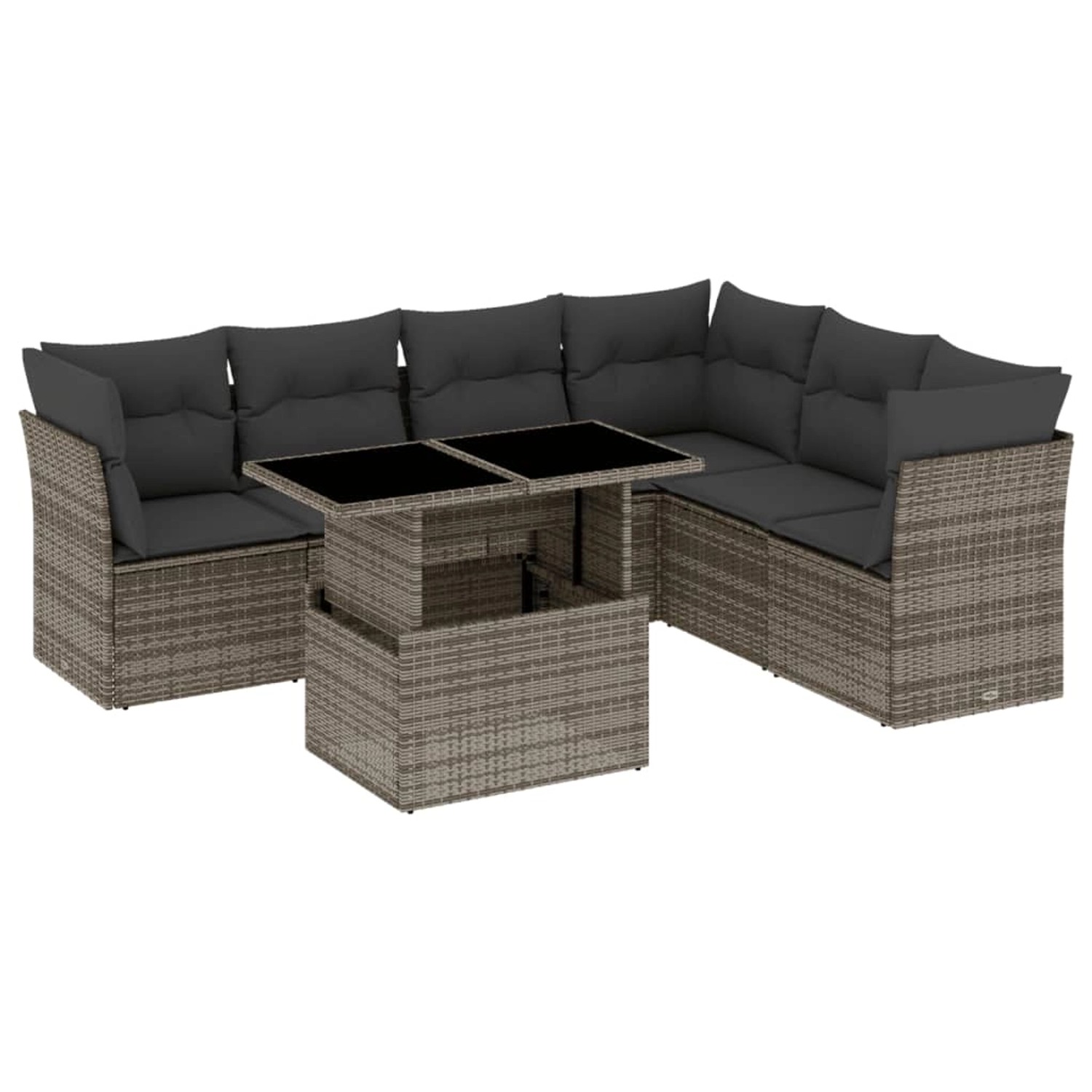 vidaXL 7-tlg Garten-Sofagarnitur mit Kissen Grau Poly Rattan Modell 178 günstig online kaufen