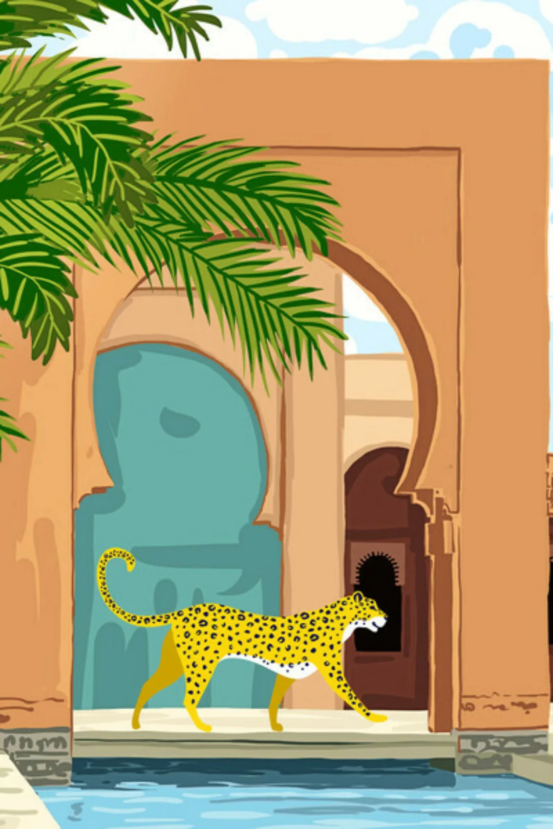 Poster / Leinwandbild - Cheetah Under The Moroccan Arch günstig online kaufen