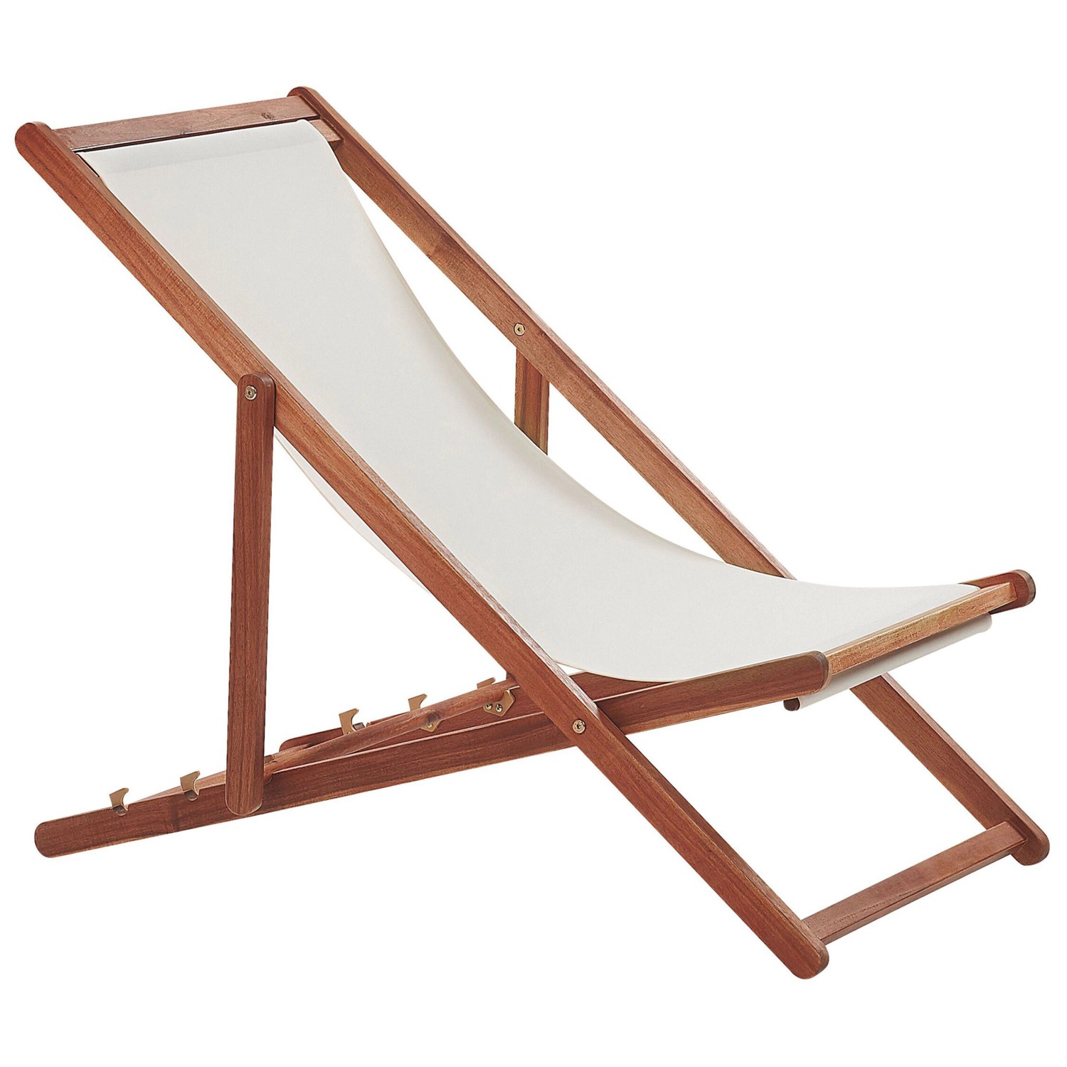 Beliani Gartenliege Weiss Dunkler Holzfarbton Bunt 97x54x70 günstig online kaufen