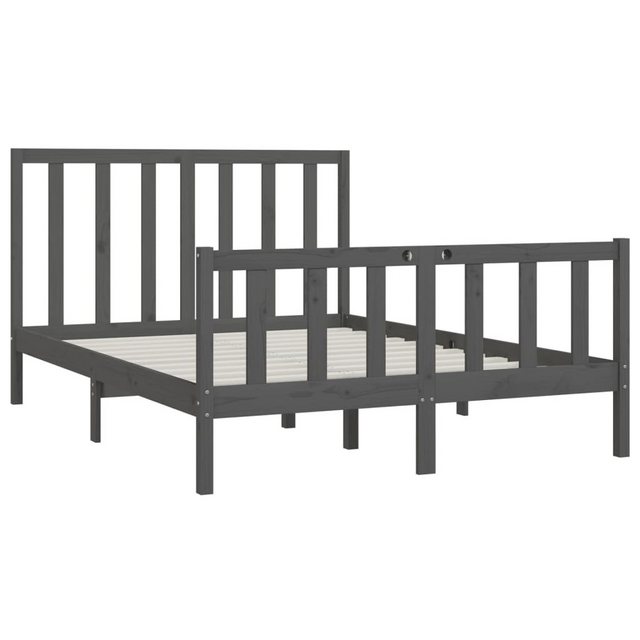 vidaXL Bettgestell Massivholzbett Grau 150x200 cm 5FT King Size Bett Bettge günstig online kaufen