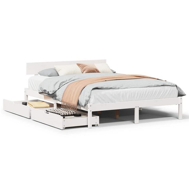 vidaXL Bett, Massivholzbett ohne Matratze Weiß 135x190 cm Kiefernholz günstig online kaufen