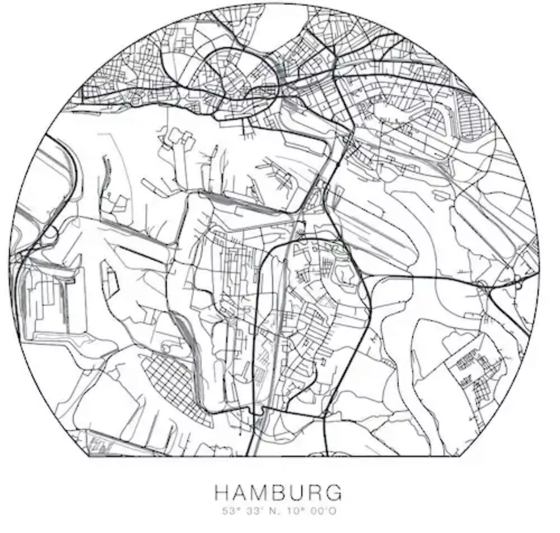 Wall-Art Wandtattoo »Hamburg Stadtplan entfernbar«, (1 St.), selbstklebend, günstig online kaufen