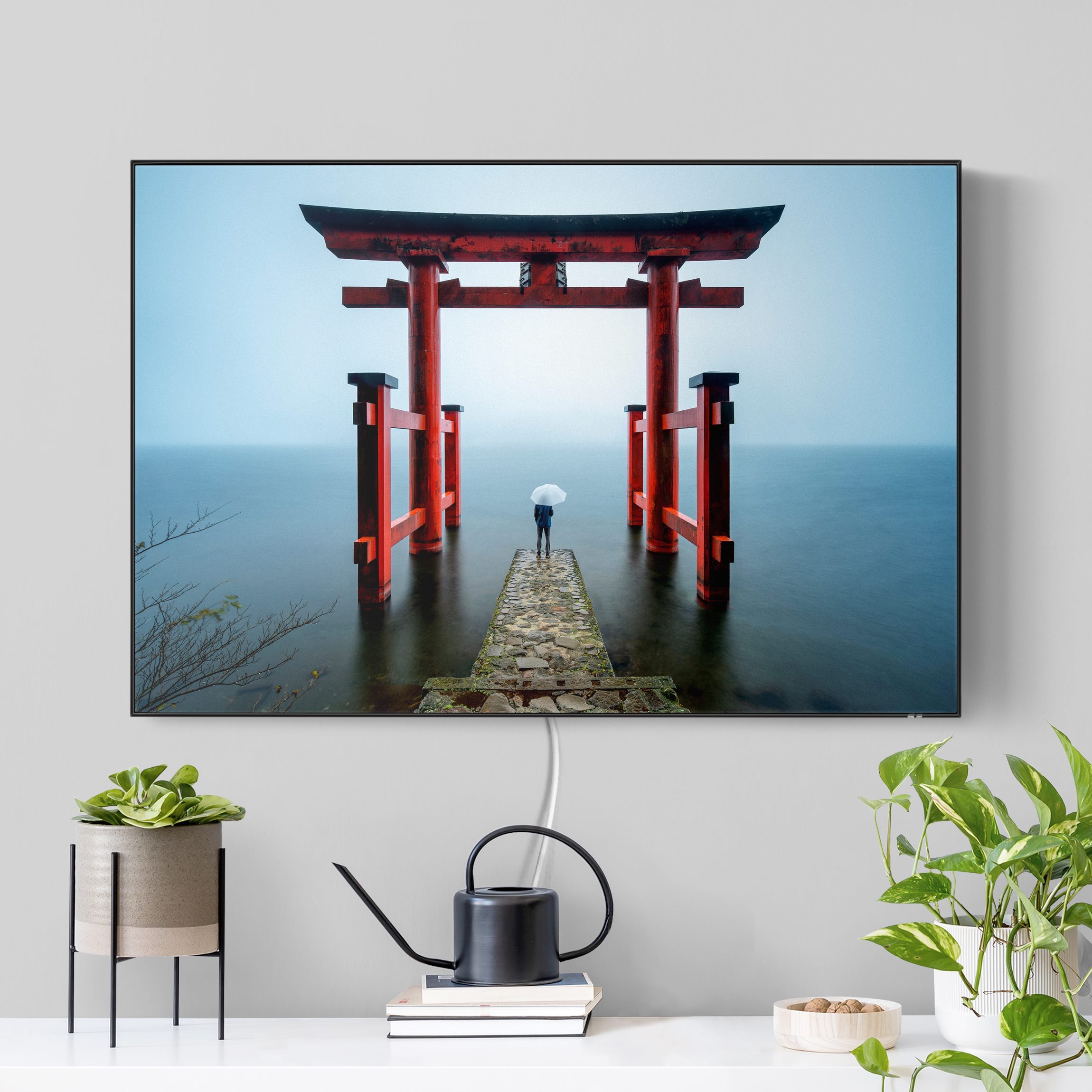 LED-Wechselbild Rotes Torii am Ashi-See günstig online kaufen