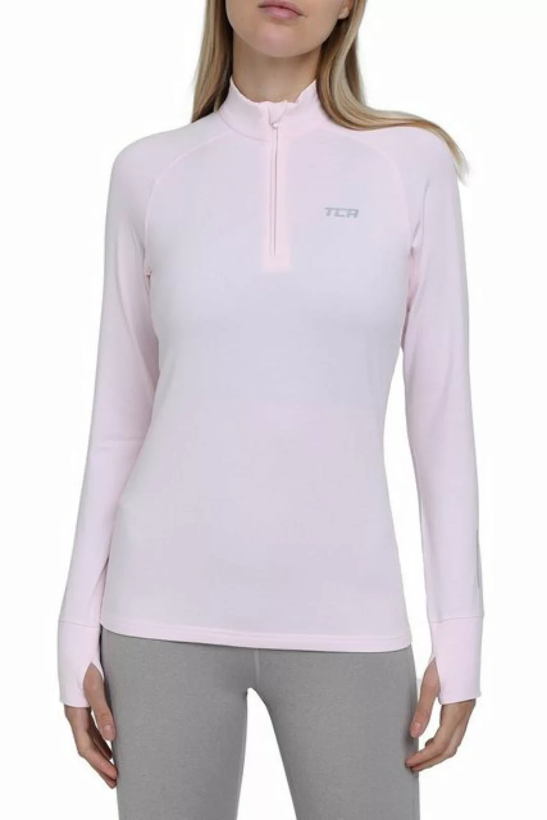 TCA Langarmshirt TCA Damen Winter Laufshirt mit Brustreißverschluss - Rosa günstig online kaufen