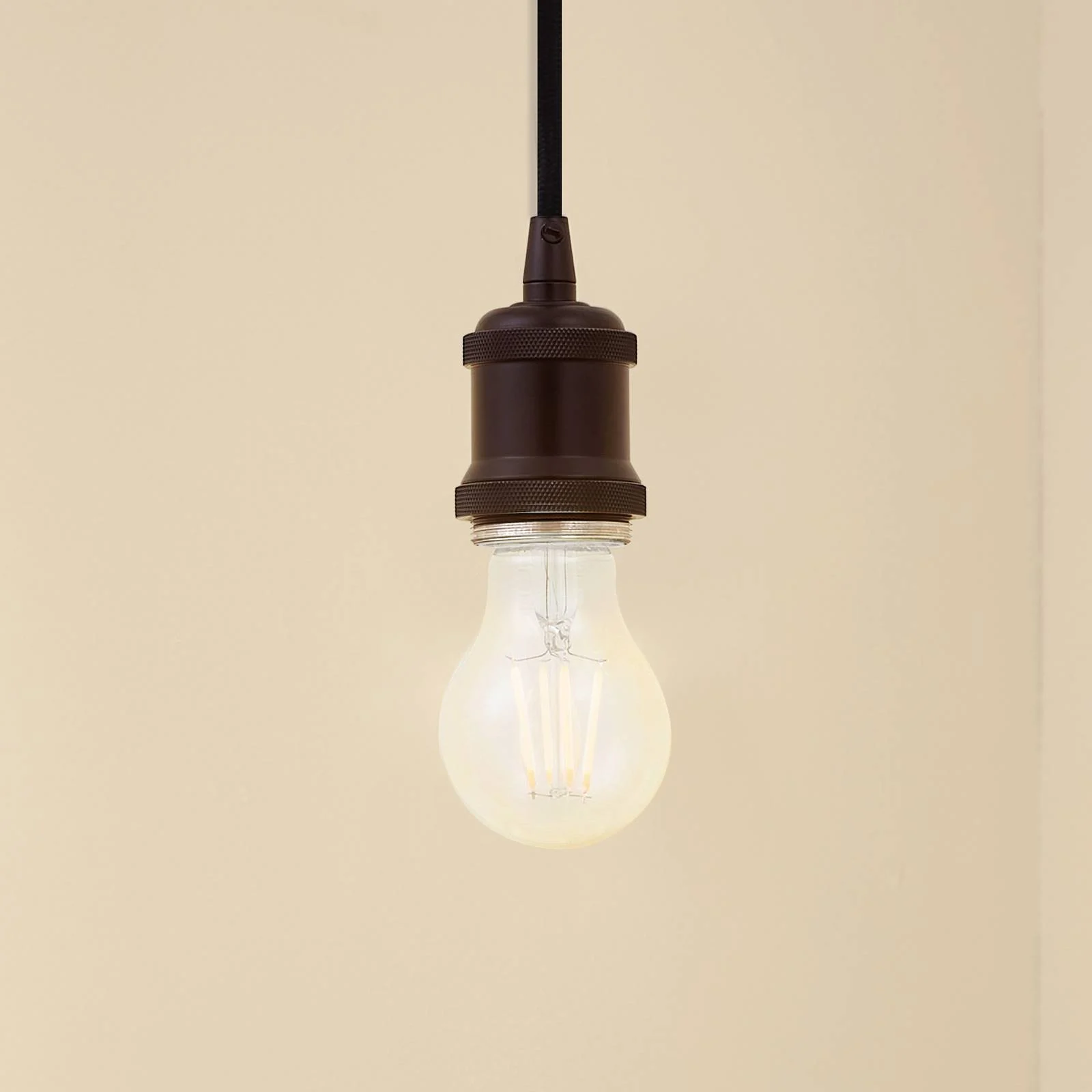 Lindby Pendelleuchte Hattie, schwarz, Ø 5 cm, Metall, E27 günstig online kaufen