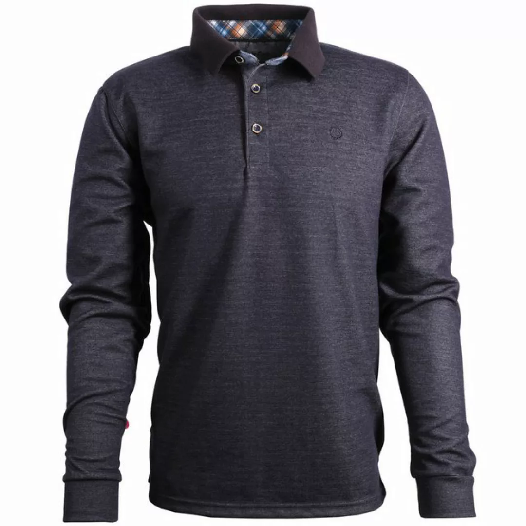 Mode Monte Carlo Langarm-Poloshirt Sweat-Shirt Polo Knopf Jeansblau günstig online kaufen