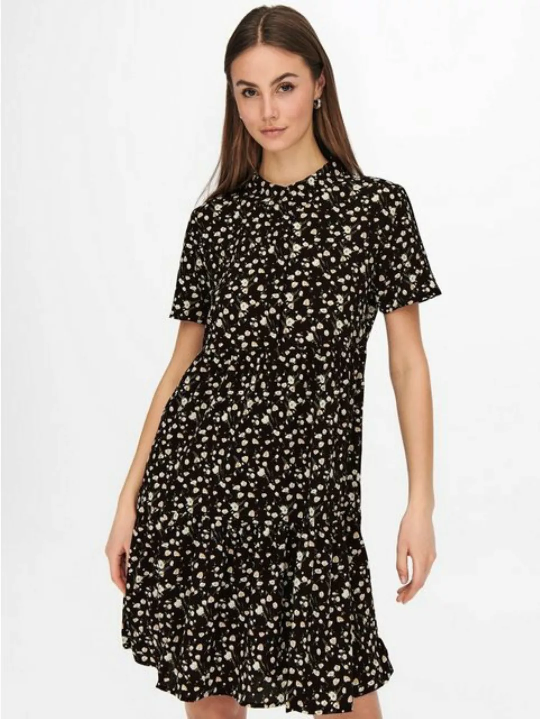 JACQUELINE de YONG Shirtkleid Lockeres Mini Print Kleid Blusen Kurzarm Dres günstig online kaufen