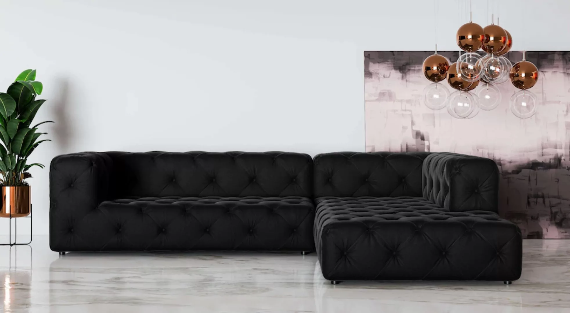 Places of Style Ecksofa "FOLLINA", L-Form, mit klassischer Chesterfield-Kno günstig online kaufen