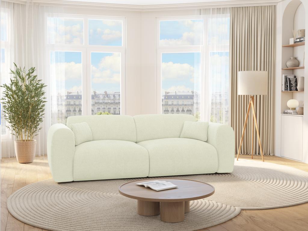 Sofa mit Schlaffunktion 4-Sitzer - Feincord - Off-White - POGNI von Maison günstig online kaufen