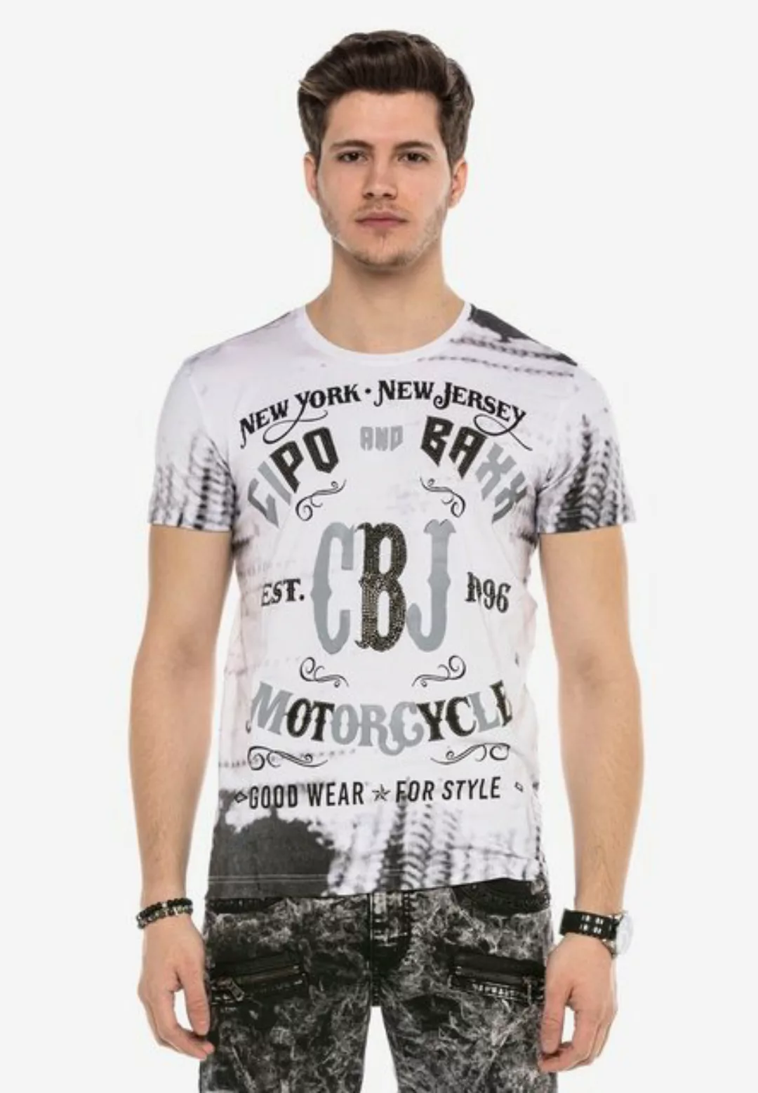 Cipo & Baxx T-Shirt mit grafischem Biker-Print günstig online kaufen