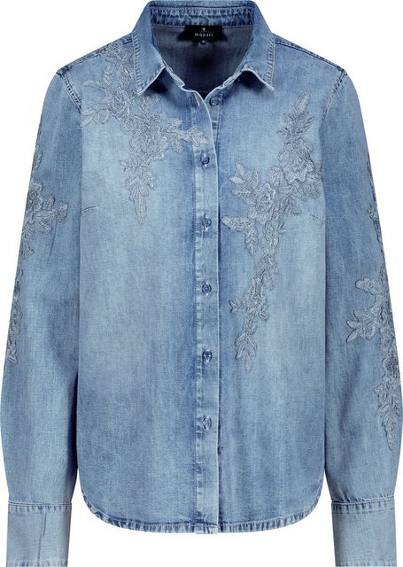 Monari Jeansbluse "Bluse Jeans mit Spitze", Verlängerte, abgerundete Vorder günstig online kaufen