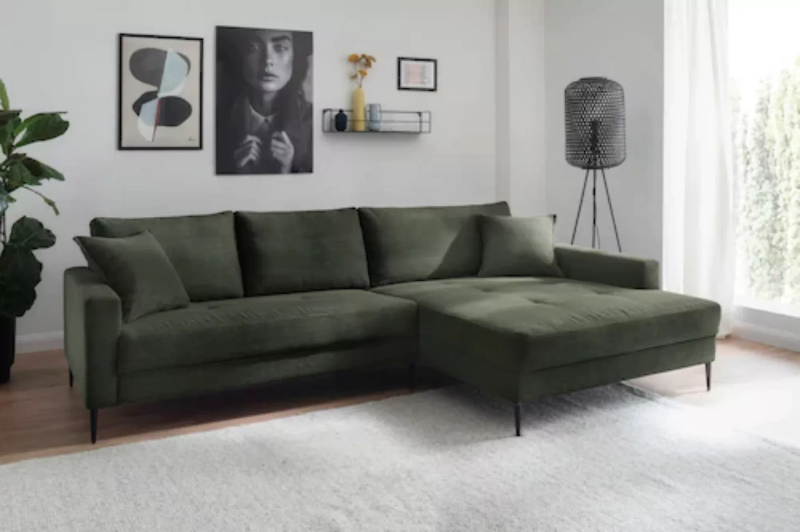 Trends by HG Ecksofa "Summer L-Form", in Cord-Stoff mit Metallfuß günstig online kaufen