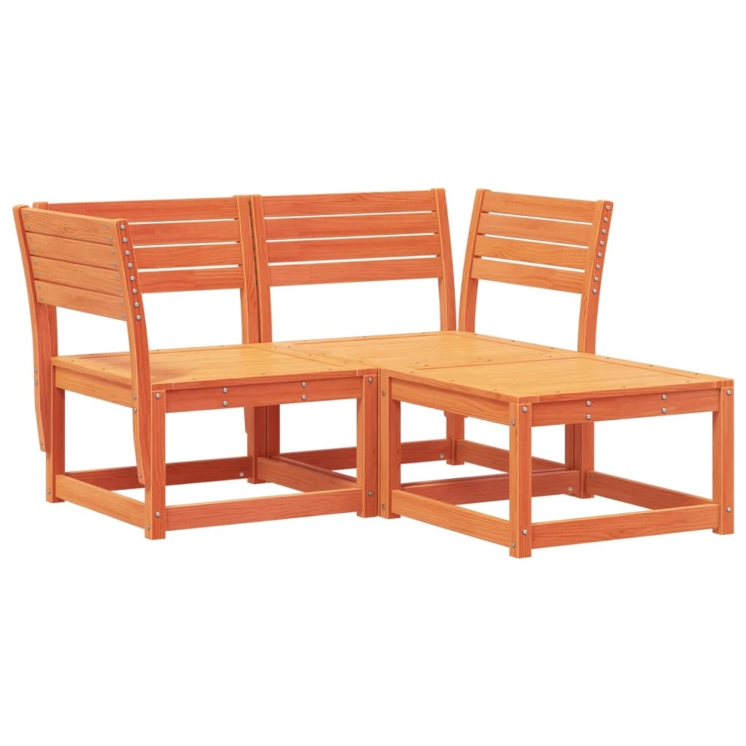 vidaXL 3-Tlg Garten-Sofagarnitur Wachsbraun Massivholz Kiefer 3216987 günstig online kaufen