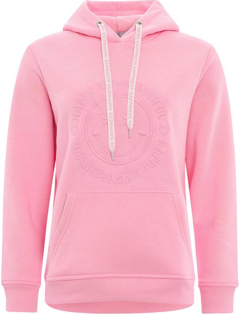 Zwillingsherz Hoodie Happy and Beautiful mit gleichfarbiger Smiley-Stickere günstig online kaufen