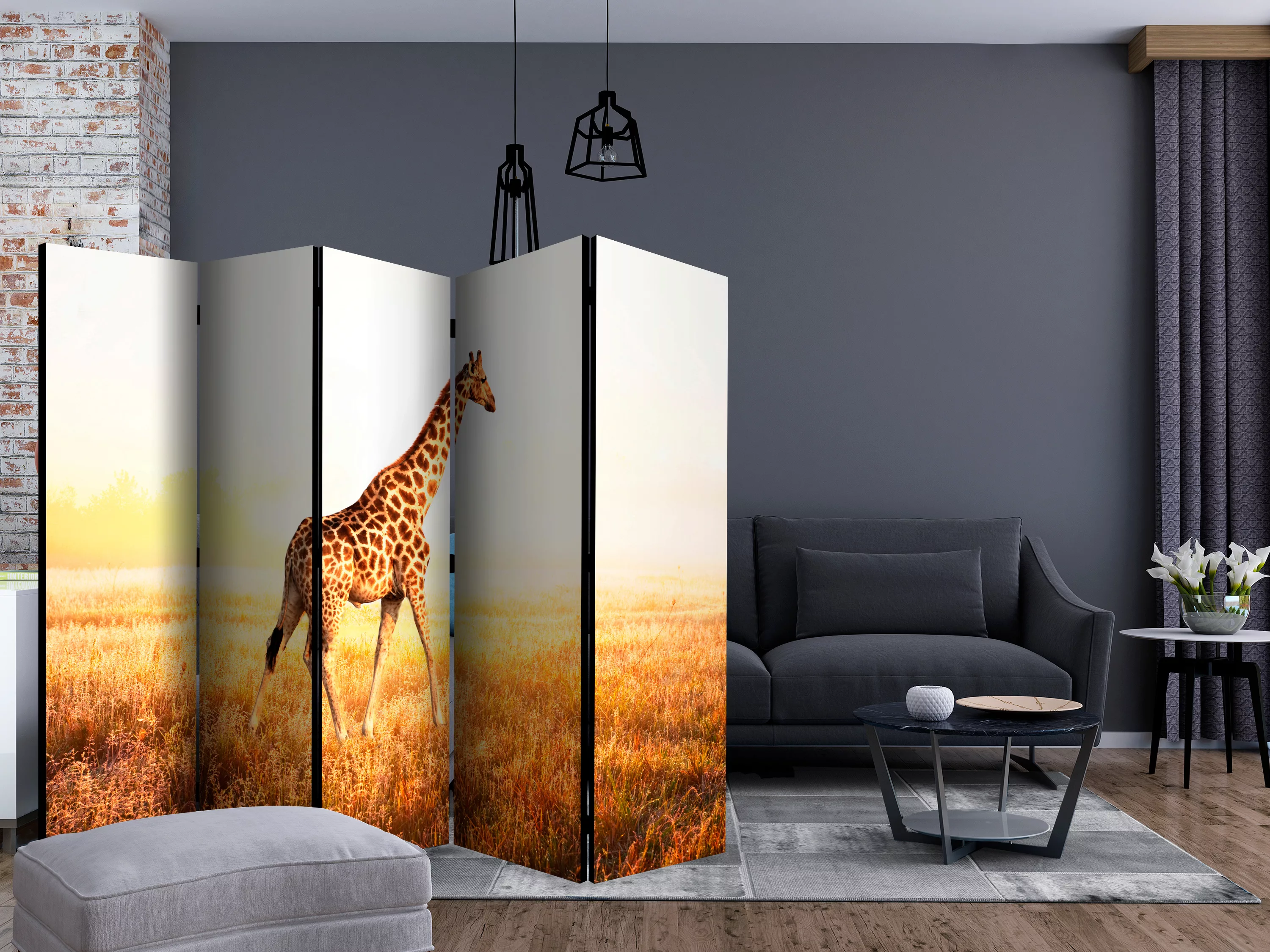 5-teiliges Paravent - Giraffe - Walk Ii [room Dividers] günstig online kaufen