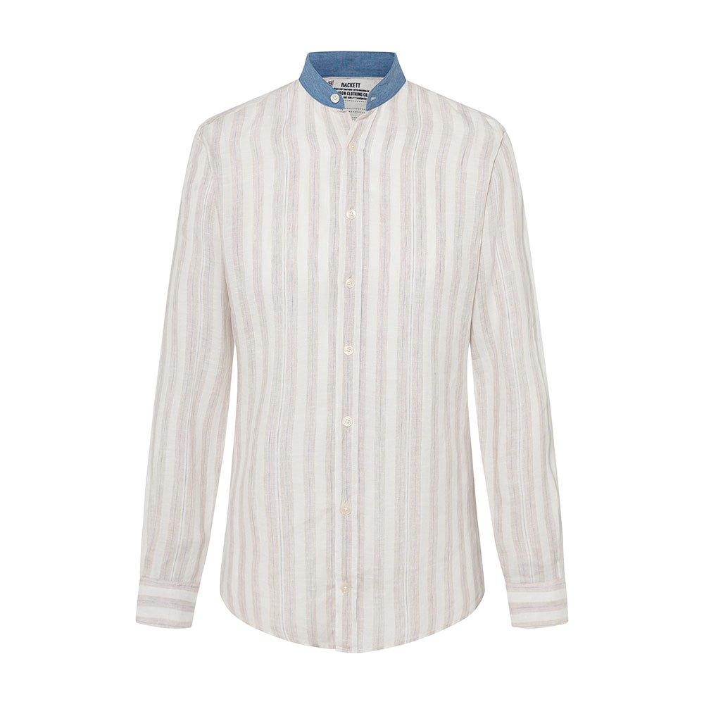 Hackett Linen Beach Stripe Langarm Hemd L Ecru günstig online kaufen