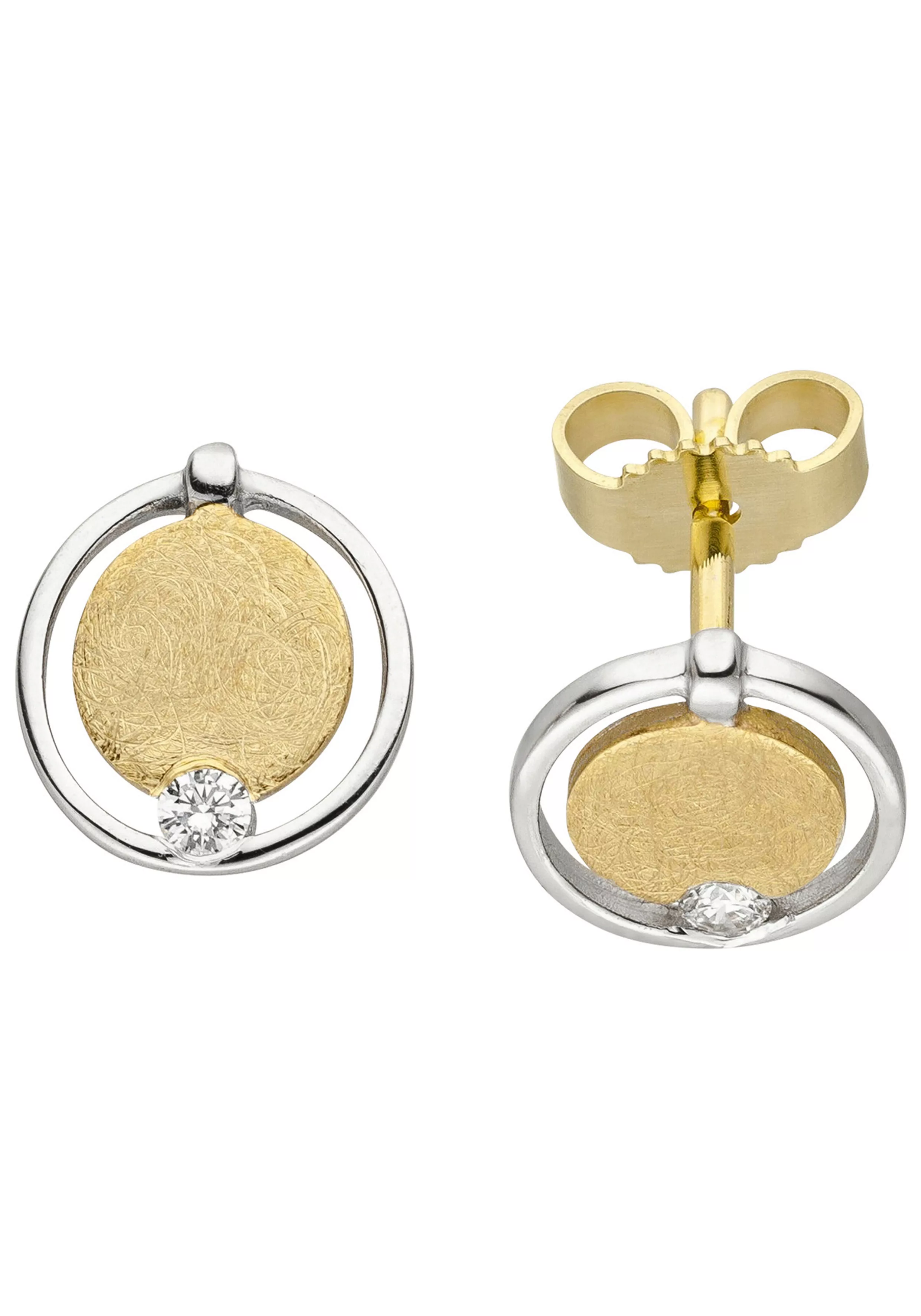 JOBO Paar Ohrstecker, 585 Gold bicolor mit 2 Diamanten günstig online kaufen